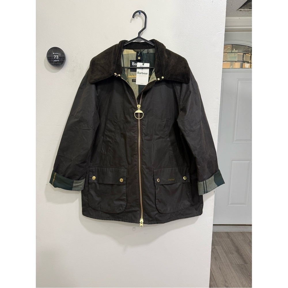 NWT Barbour Allerston Water Resistant Waxed Cotton Jacket 12 US / 16 UK in OLIVE